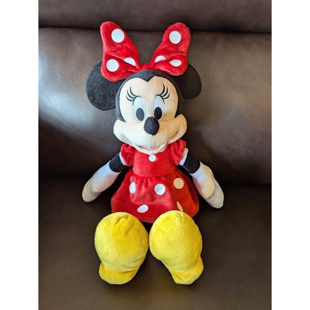 Disney Minnie Mouse Plush Stuffed Animal Red Polka Dot Dress Plushie Stuffie
